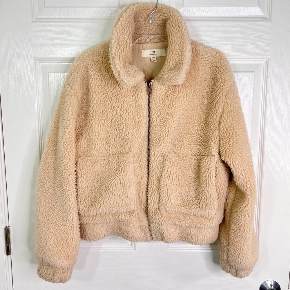 Thread & Supply Anthropologie Full Zip Teddy Jacket in Taupe Size S - Picture 1 of 15